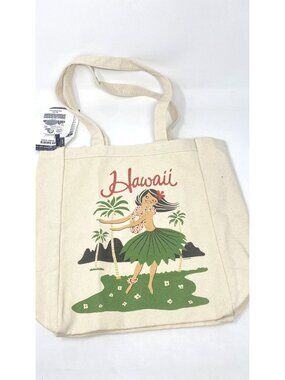 Malibu Shirts Hawaii Hula Girl Retro Canvas Tote Bag Cotton Souvenir
